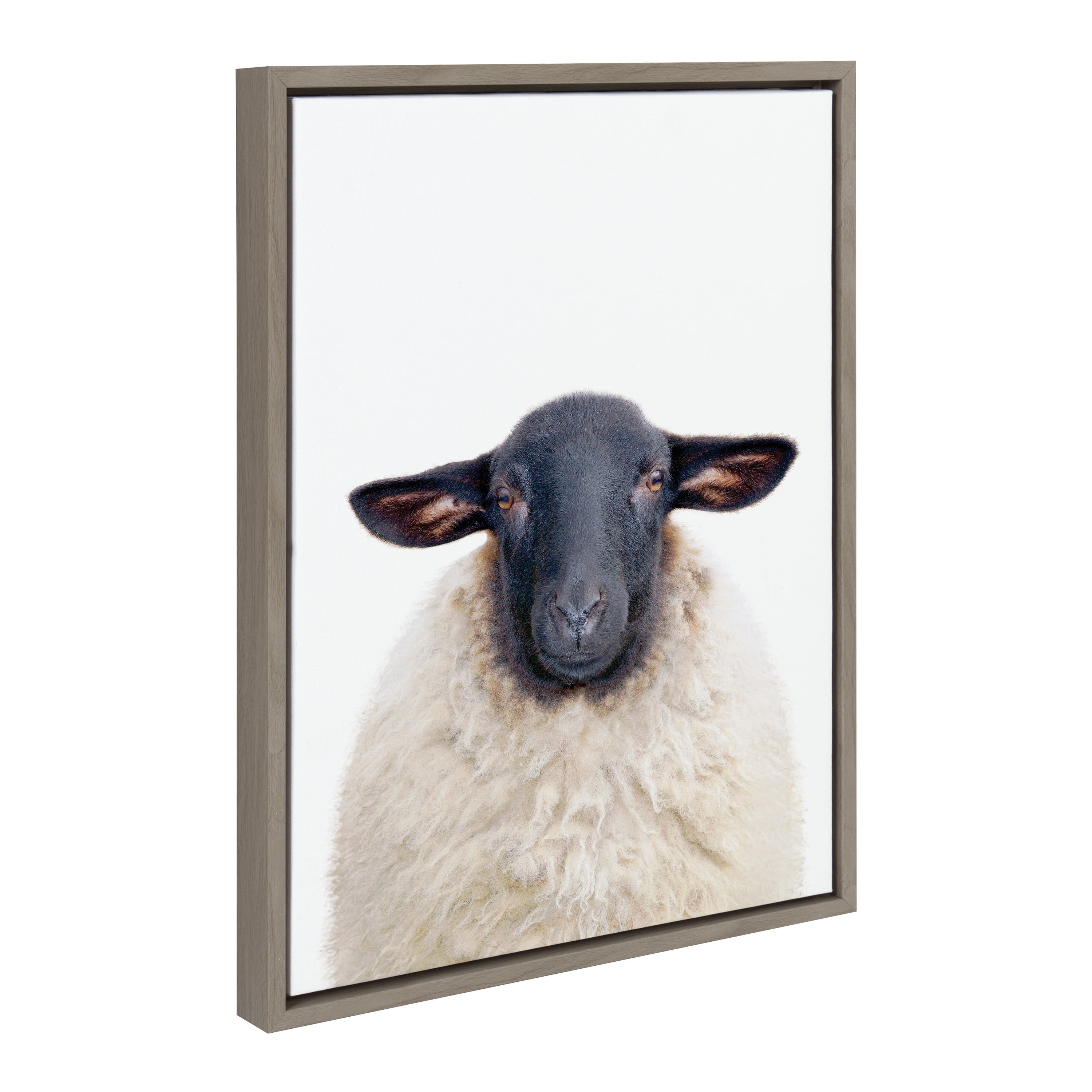 18" x 24" Gray Framed Canvas Sheep Print for Nursery