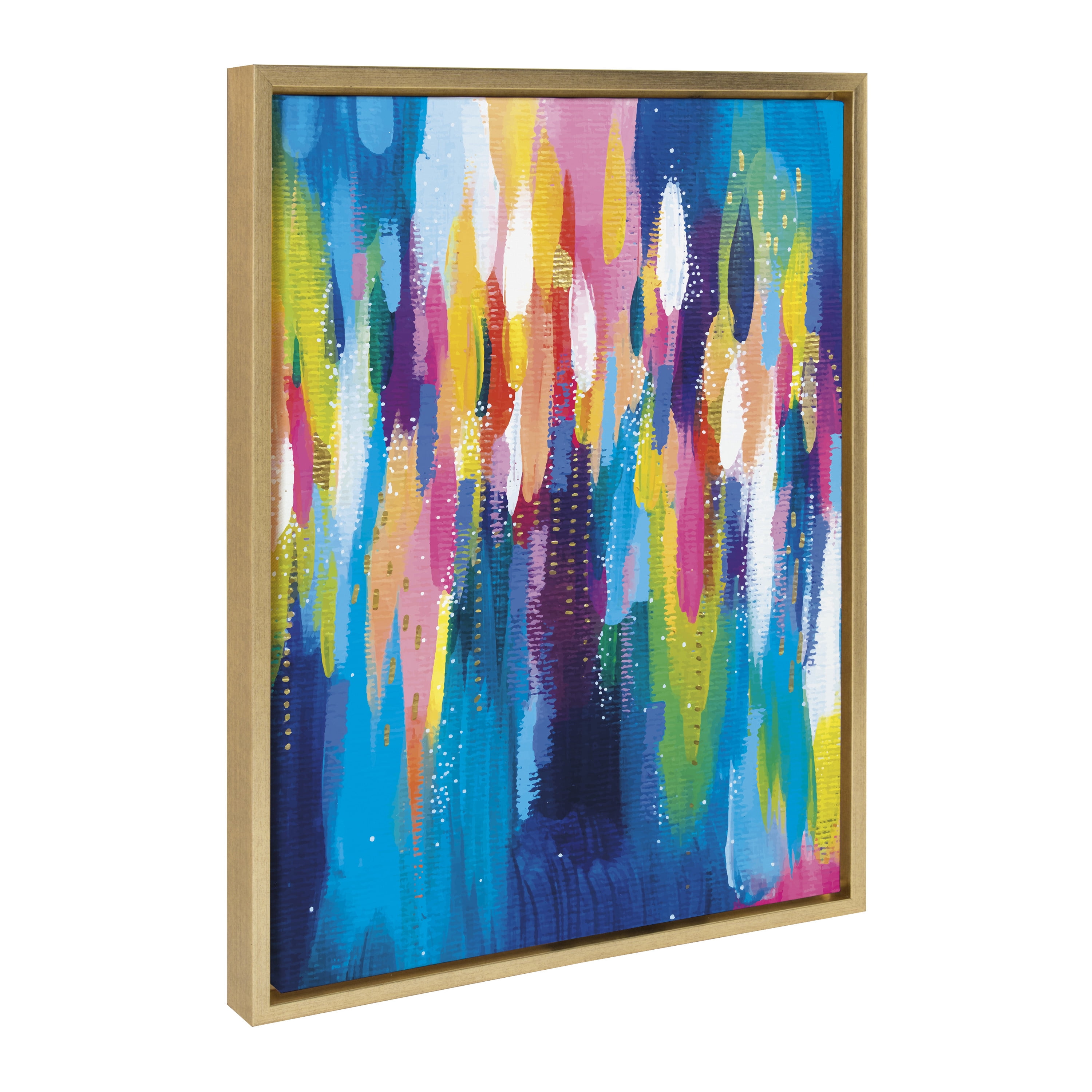 Gold Framed Abstract Colorful Canvas Wall Art, 18x24