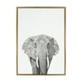thumbnail image 1 of Kate and Laurel Sylvie Elephant Animal Print Black and White Portrait Framed Canvas Wall Art by Simon Te Tai, 23x33 Gold, 1 of 5