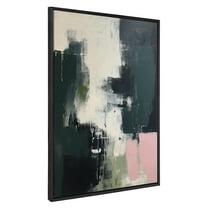 Kate and Laurel Sylvie Emerald Blush Framed Canvas Wall Art by Amy Lighthall, 31.5x41.5 Black, Colorful Modern Abstract Art for Wall