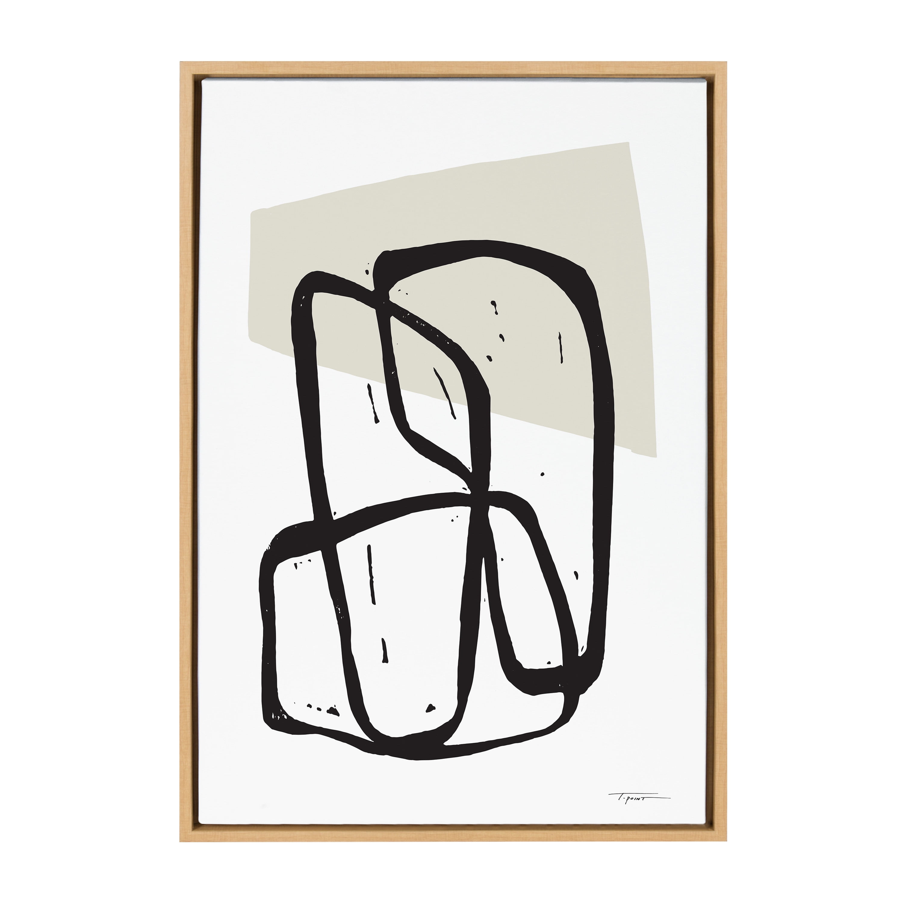 Entangled Neutral Abstract Canvas Print with Natural Frame