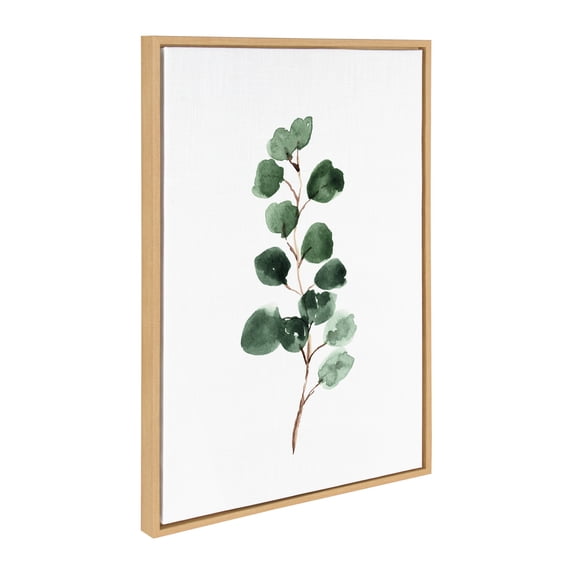Kate and Laurel Sylvie Eucalyptus 3b Framed Canvas Wall Art by Maja Mitrovic of Makes My Day Happy, 23x33 Natural, Modern Farmhouse Art Wall Décor