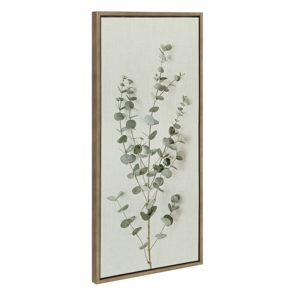 Kate and Laurel Sylvie Eucalyptus Botanical I Framed Canvas Wall Art by The Creative Bunch Studio, 18x40 Panel Gold, Decorative Plant Art