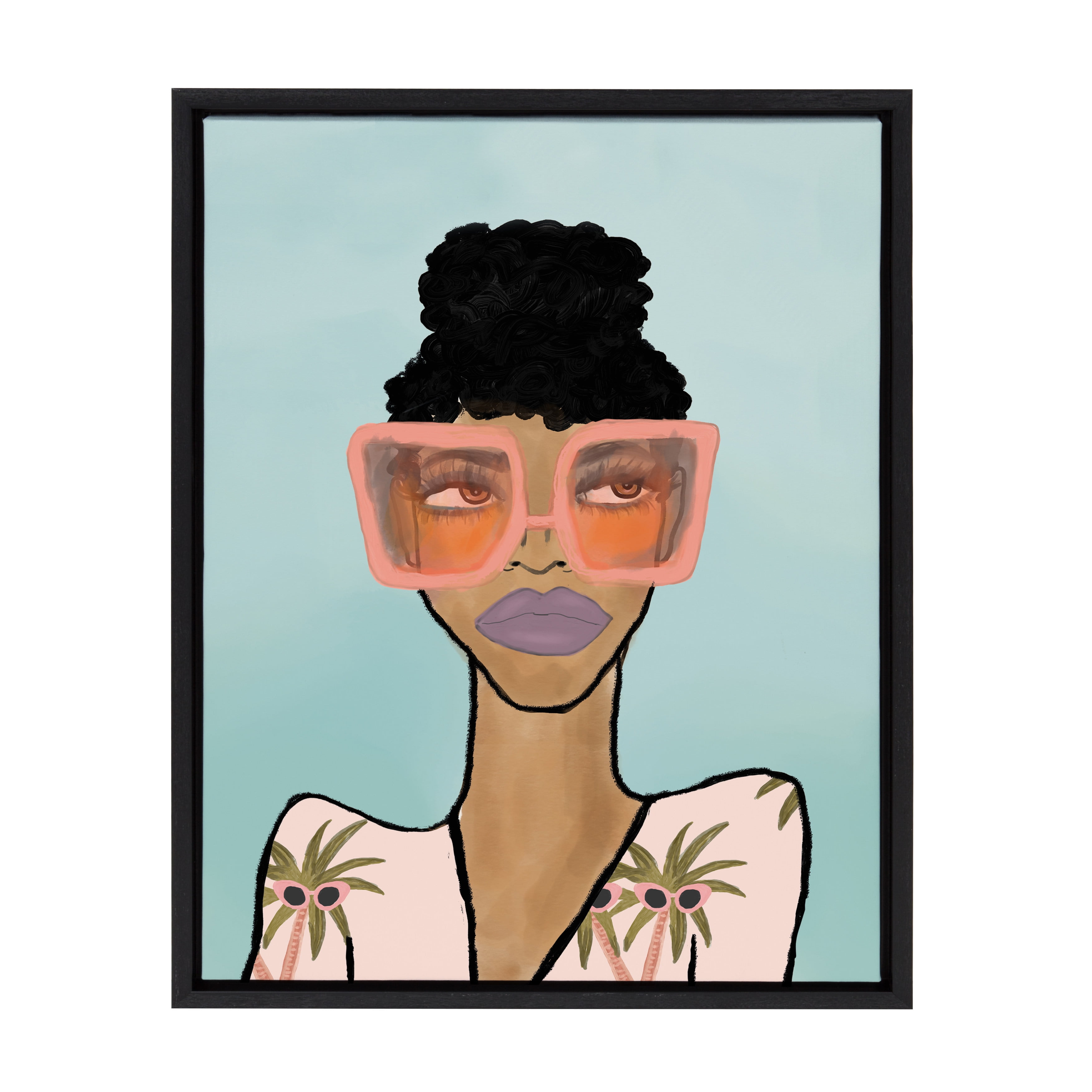 18" x 24" Black Framed Fashion Girl Canvas Art