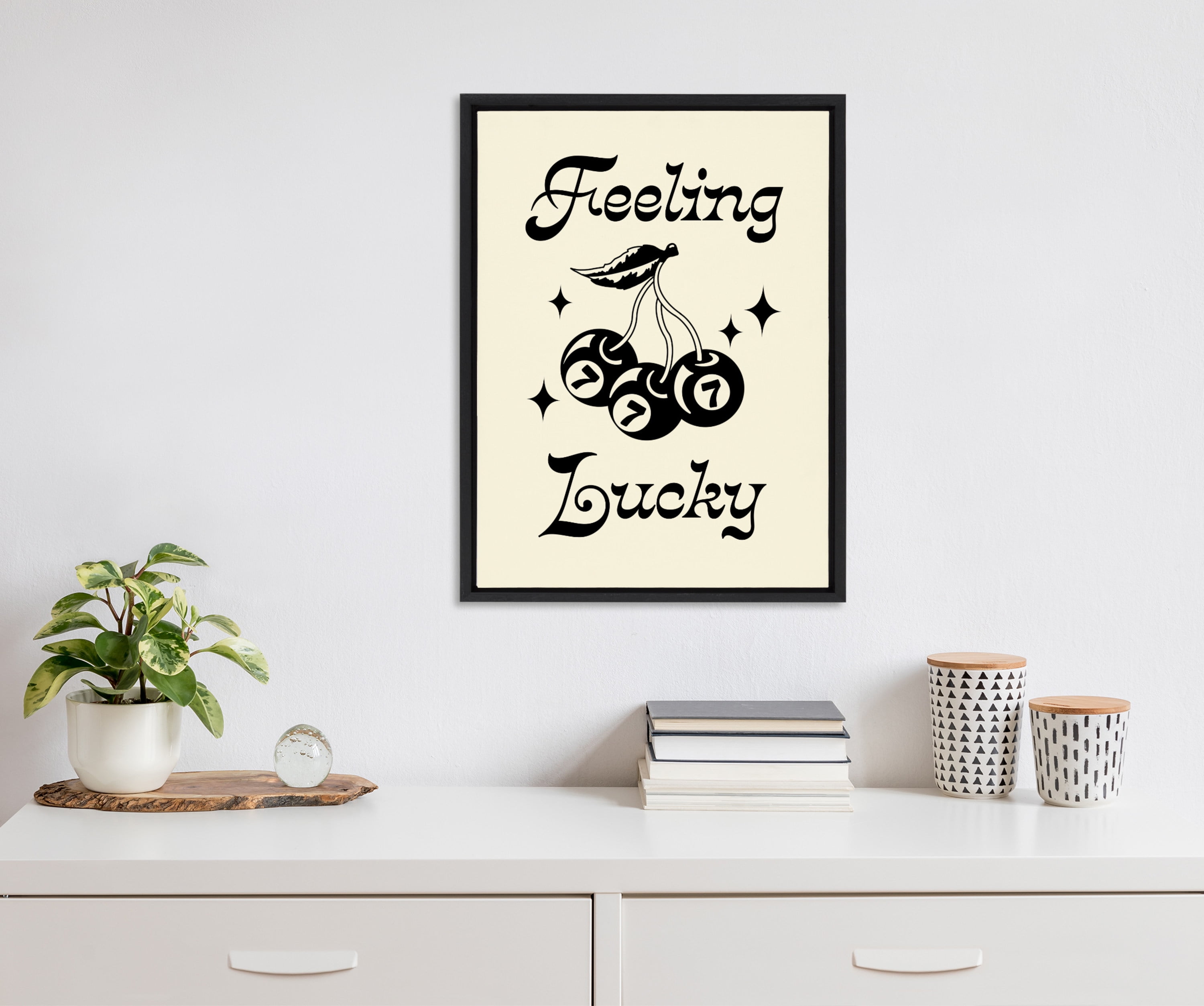 Feeling Lucky Black and White Canvas Sports Print, 18" x 24"