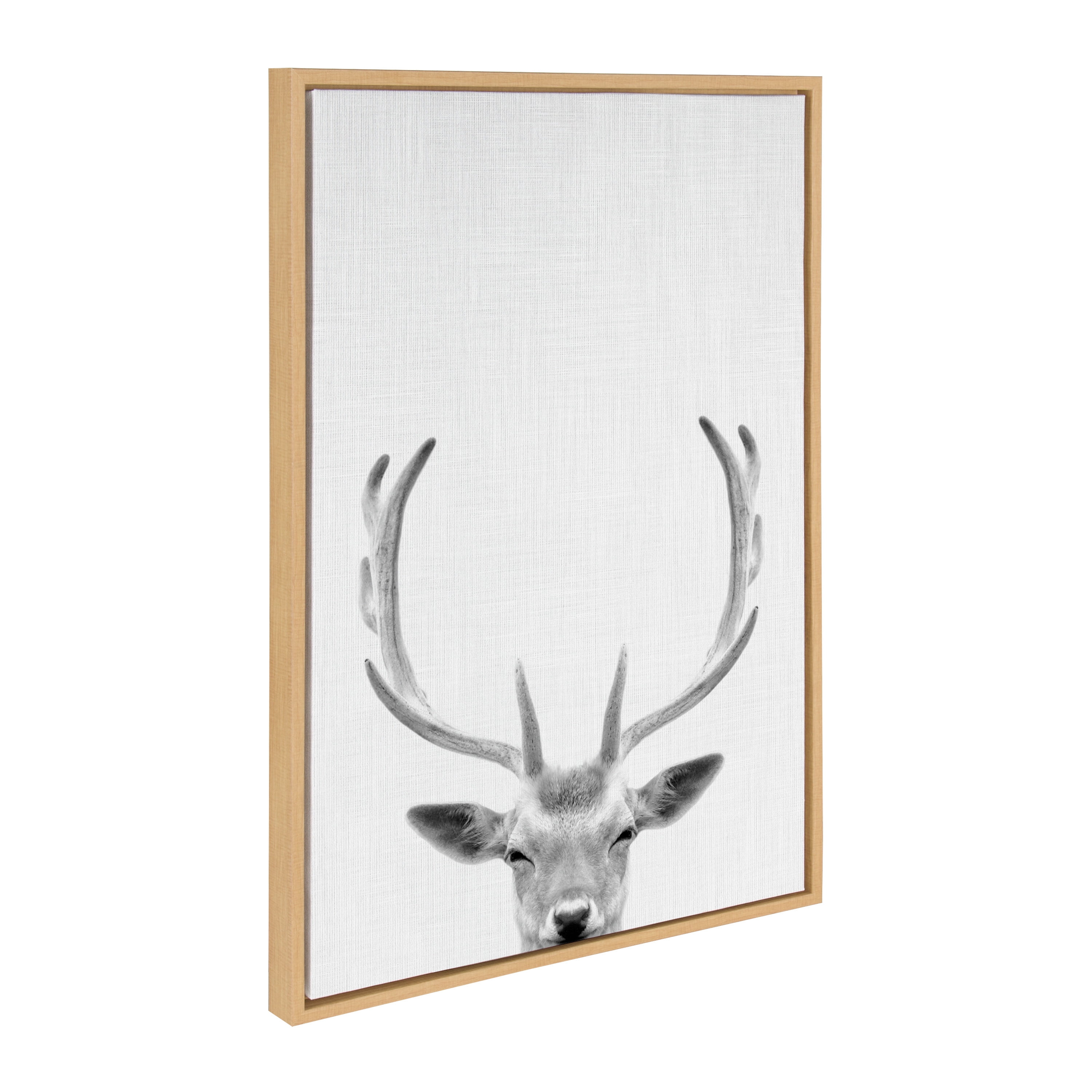 Natural Framed Canvas Deer Portrait for Kids Room