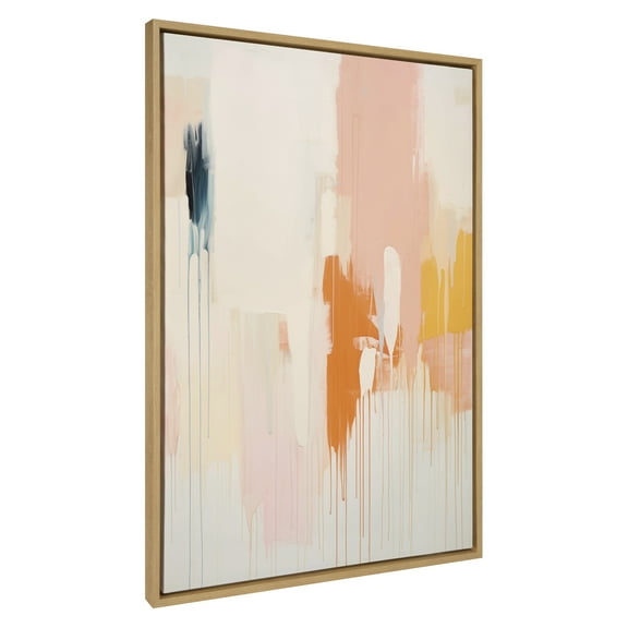 Kate and Laurel Sylvie Fiesta Abstract Framed Canvas Wall Art by Amy Lighthall, 31.5x41.5 Natural, Colorful Modern Abstract Art for Wall