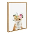 thumbnail image 1 of Kate and Laurel Sylvie Flower Crown Fox Framed Canvas Wall Art by Amy Peterson Art Studio, 18x24 Natural, Cute Animal Art for Wall Decor, 1 of 6