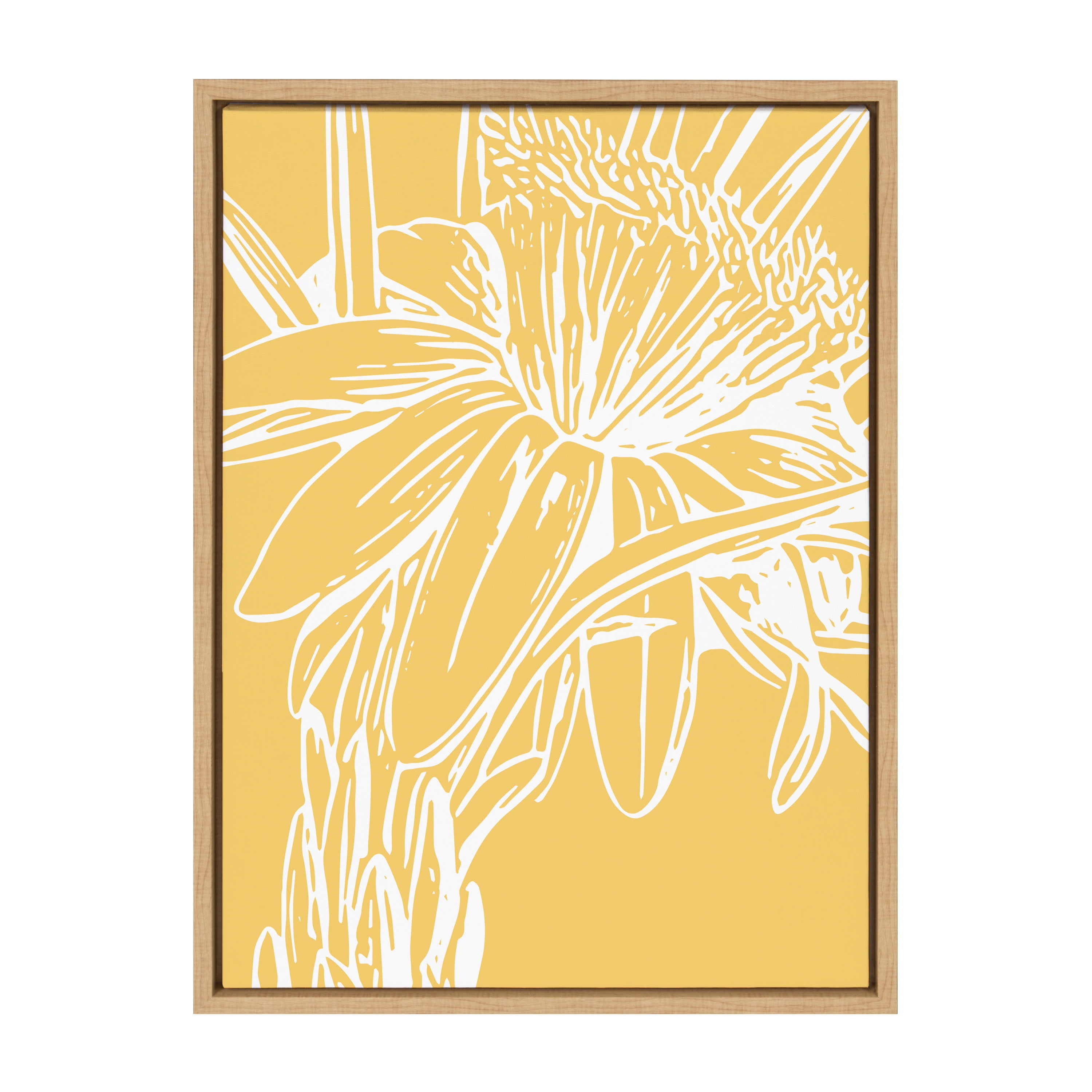 Yellow Flower Canvas Wall Art with Natural Frame, 18" x 24"
