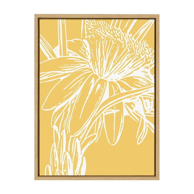 Kate and Laurel Sylvie Flower in Yellow Framed Canvas Wall Art by