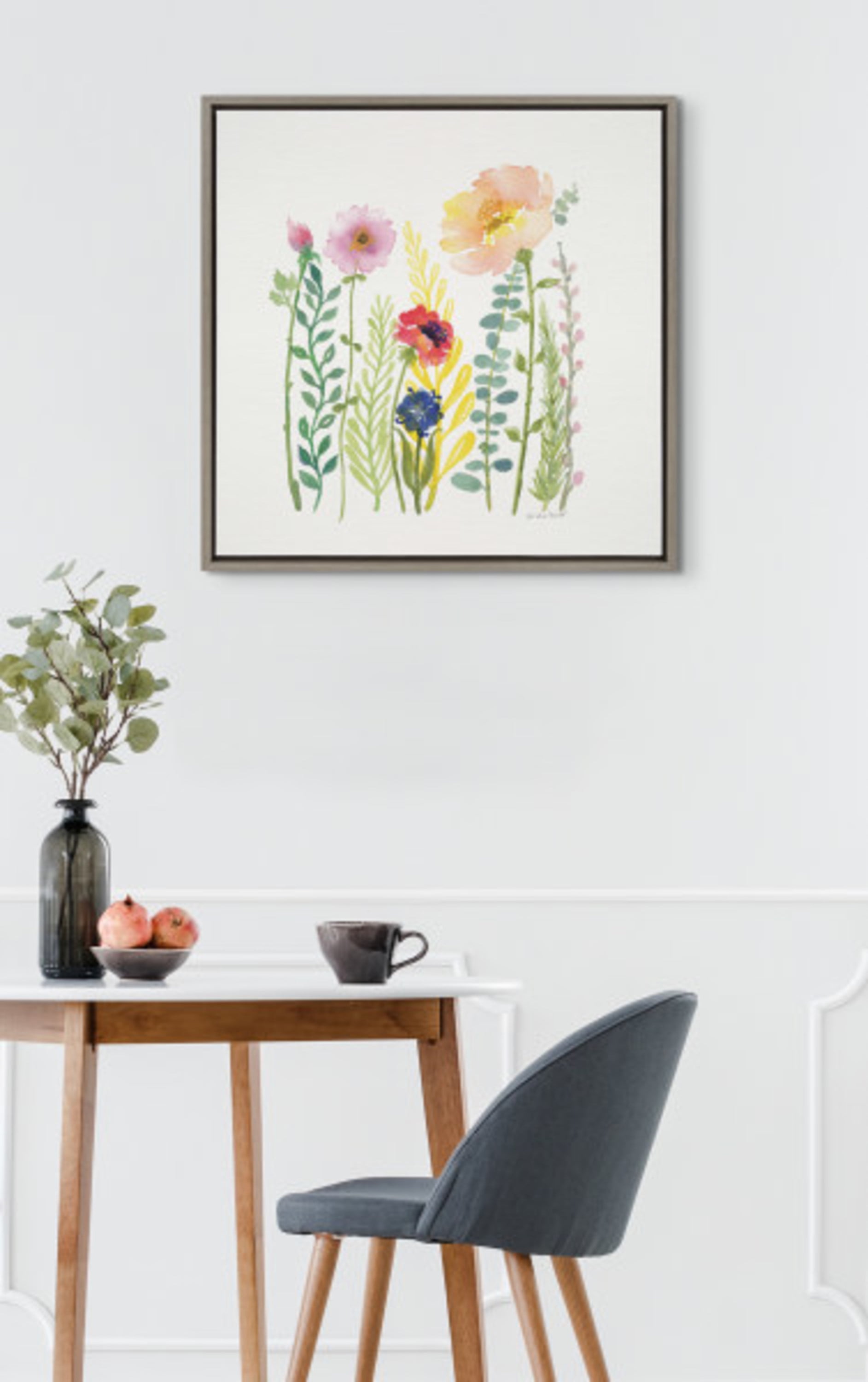 Patricia Shaw 22"x22" Colorful Floral and Fern Canvas Print