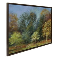 Kate and Laurel Sylvie Forest Autumn All Day Framed Canvas Wall Art by Nel Whatmore, 28x38 Brown, Nature Trees Landscape Art for Wall