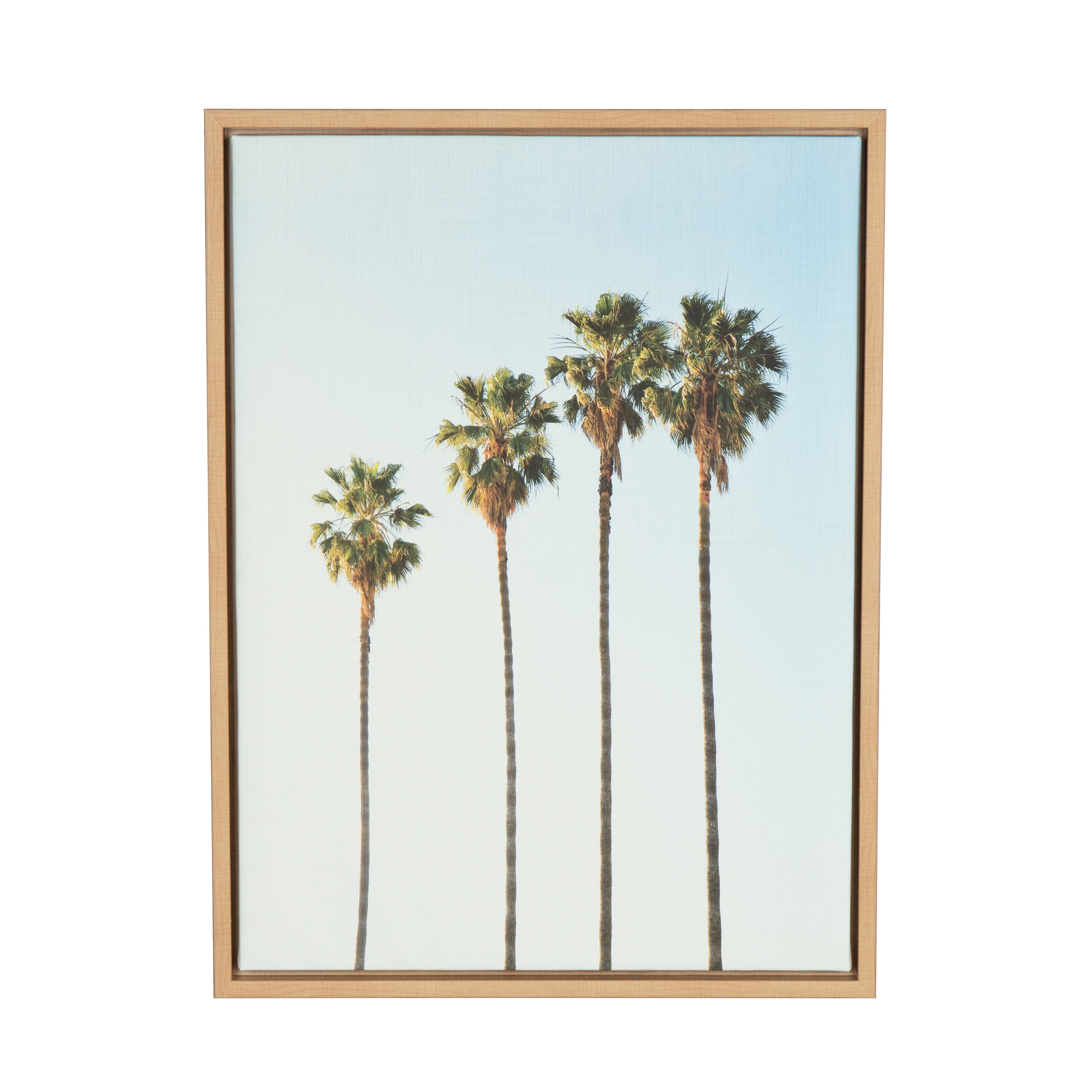 Kate and Laurel Sylvie Four Palm Trees Framed Canvas Wall Art by Simon Te  Tai, 18 x 24 Natural