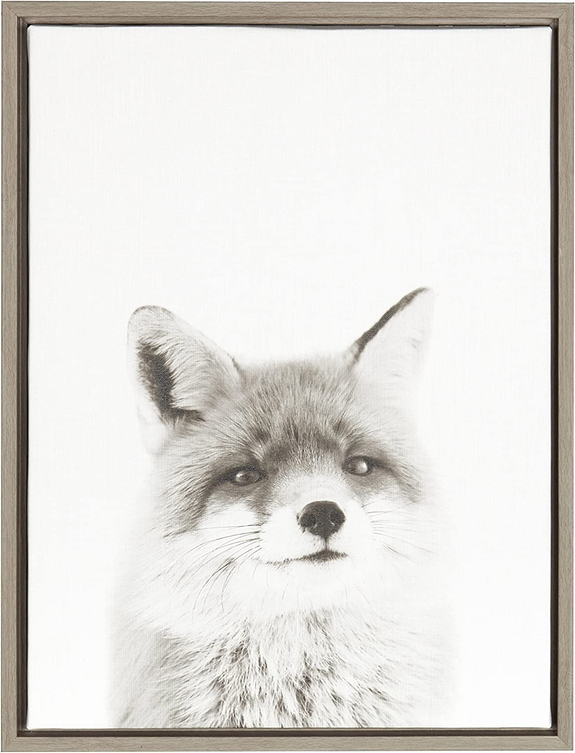 Gray Framed Fox Canvas Art for Kids, 24"x18"
