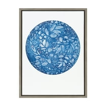 Kate and Laurel Sylvie Full Flower Moon Framed Canvas Wall Art by Ingrid Sanchez of CreativeIngrid, 18x24 Gray, Floral Nature Art for Wall