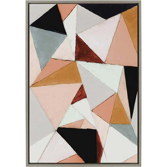 Kate and Laurel Sylvie Geo Abstract Framed Canvas by Amy Lighthall, 23x33, Gray