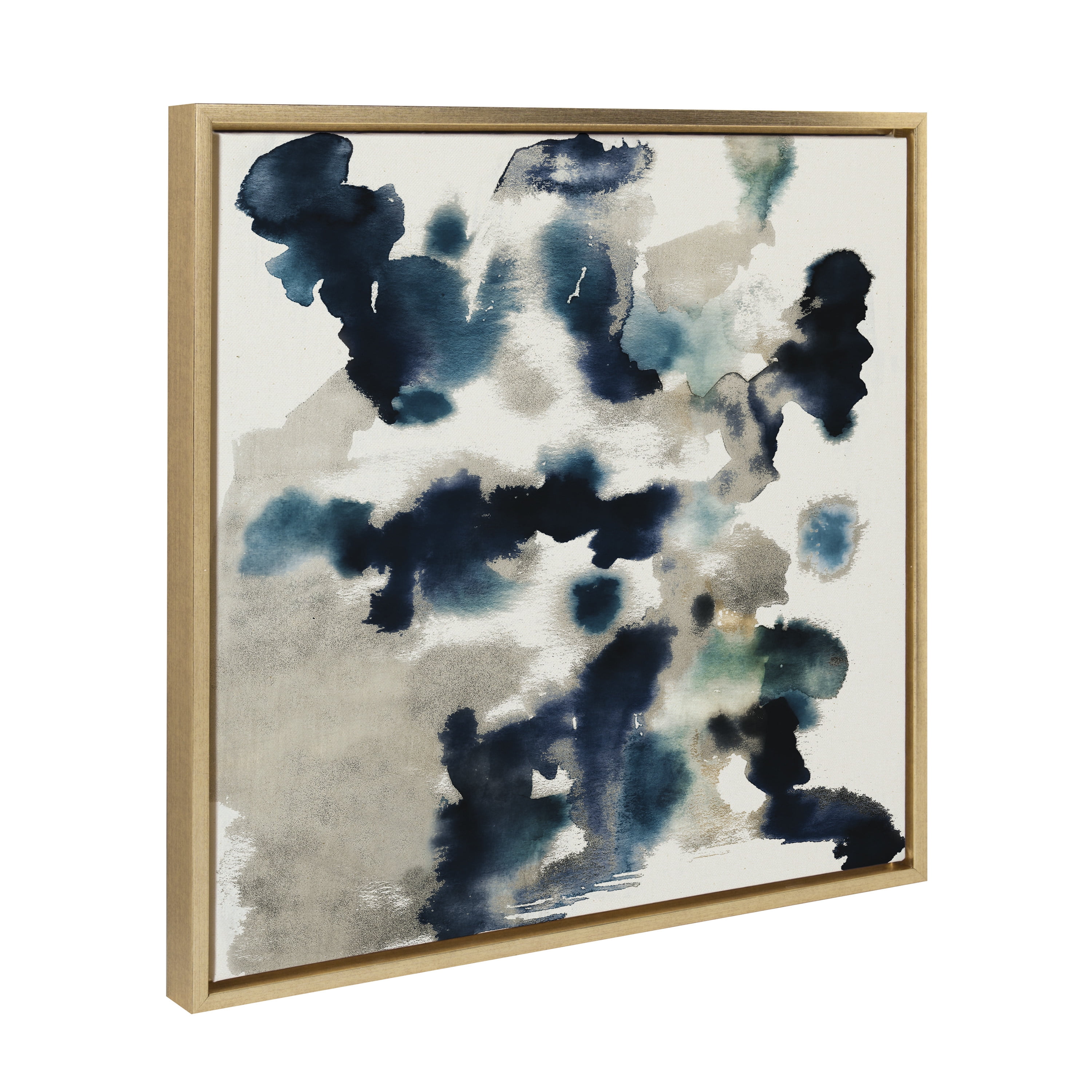 22" Gold Framed Modern Abstract Canvas Wall Art
