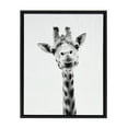 thumbnail image 1 of Kate and Laurel Sylvie Giraffe Animal Print Black and White Portrait Framed Canvas Wall Art by Simon Te Tai, 18x24 Black, 1 of 5
