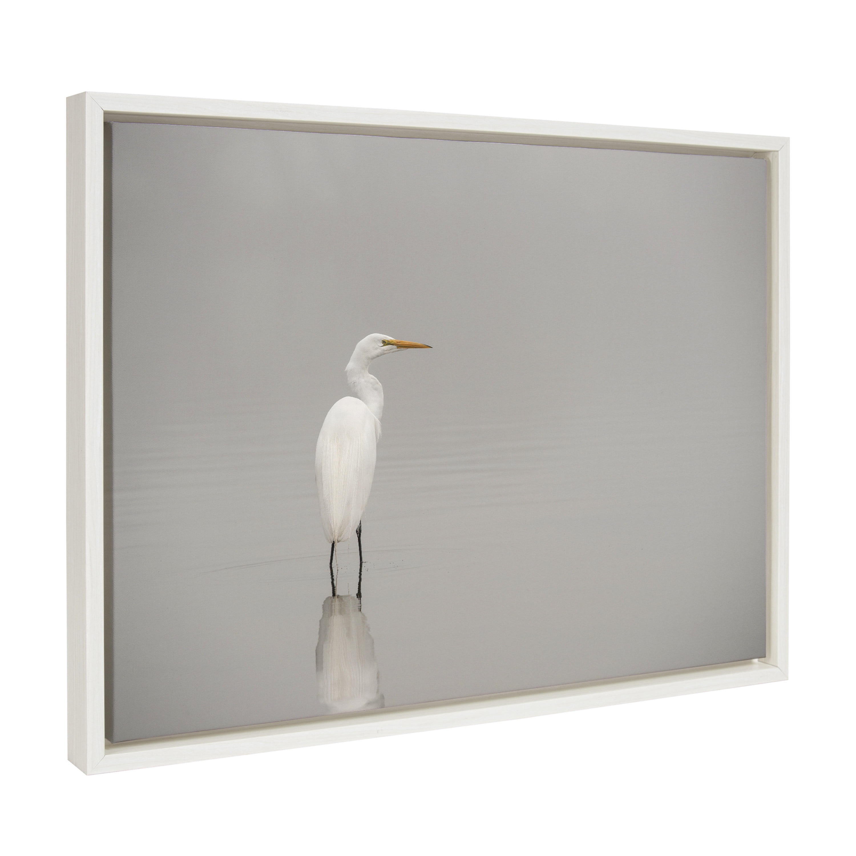 18" x 24" White Egret Print on Canvas with Polystyrene Frame