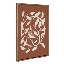 Kate and Laurel Sylvie HB Bird Branch Wreath Framed Canvas Wall Art by Hannah Beisang, 23x33 Gold, Neutral Bird Illustration Art for Wall