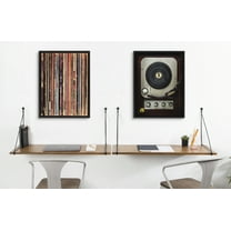 Kate and Laurel Sylvie High Fidelity Framed Canvas Wall Art by Emiko and Mark Franzen of F2Images, 18x24 Black, Decorative Vinyl Record Art for Wall