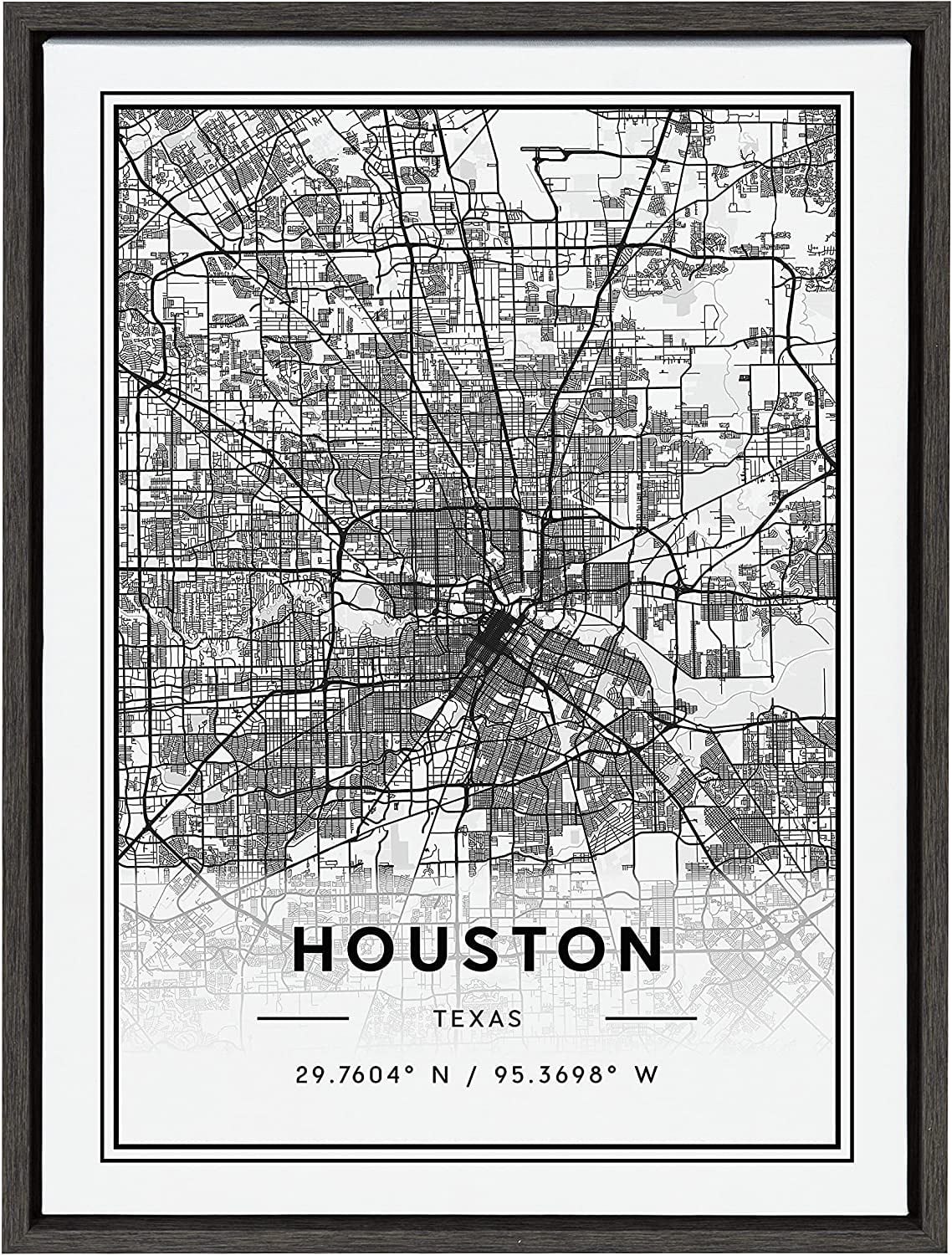 Kate and Laurel Sylvie Houston Modern Map Framed Canvas Wall Art by ...