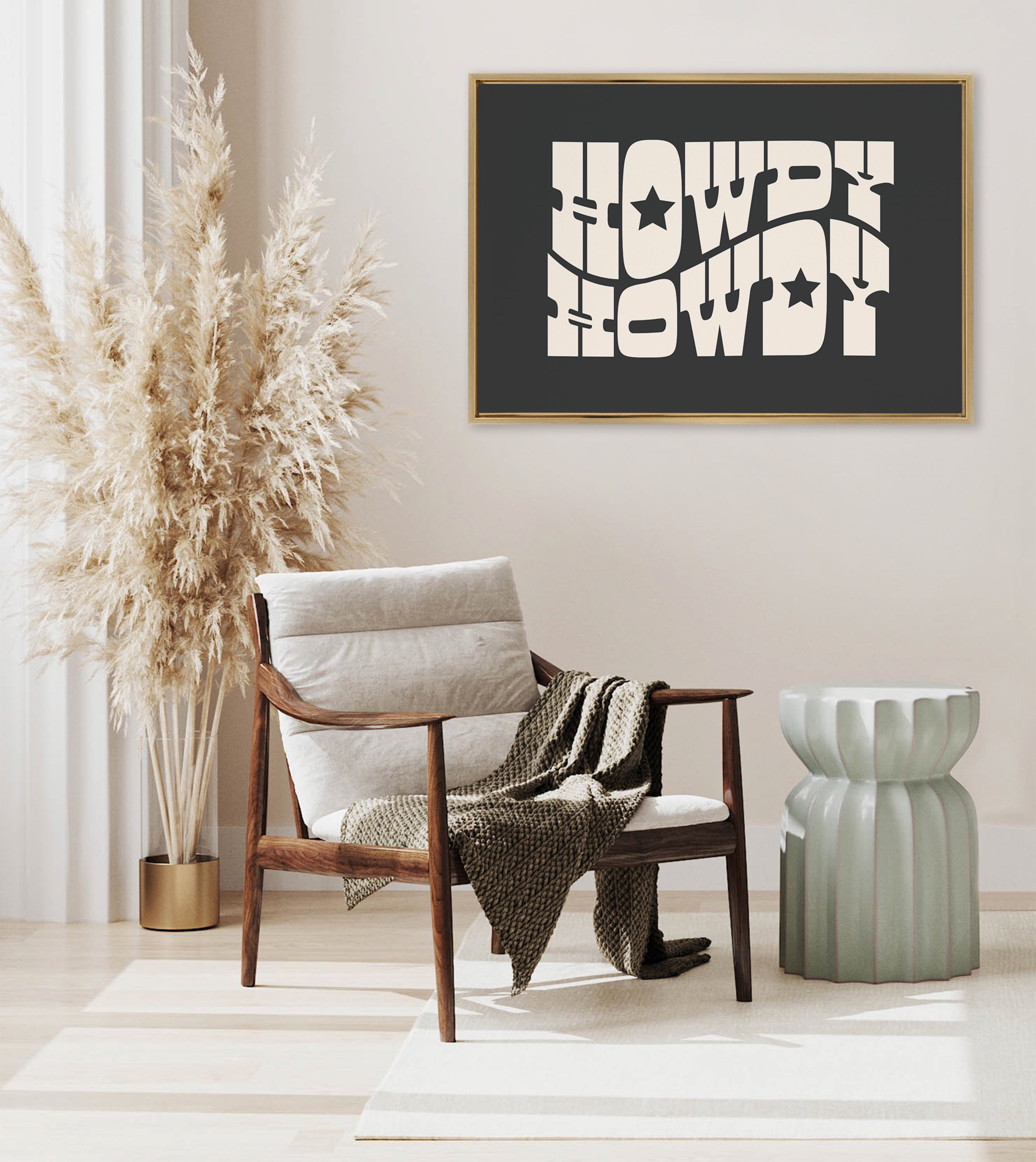 Bright Gold Framed Howdy Star Landscape Canvas Print, 23 x 33