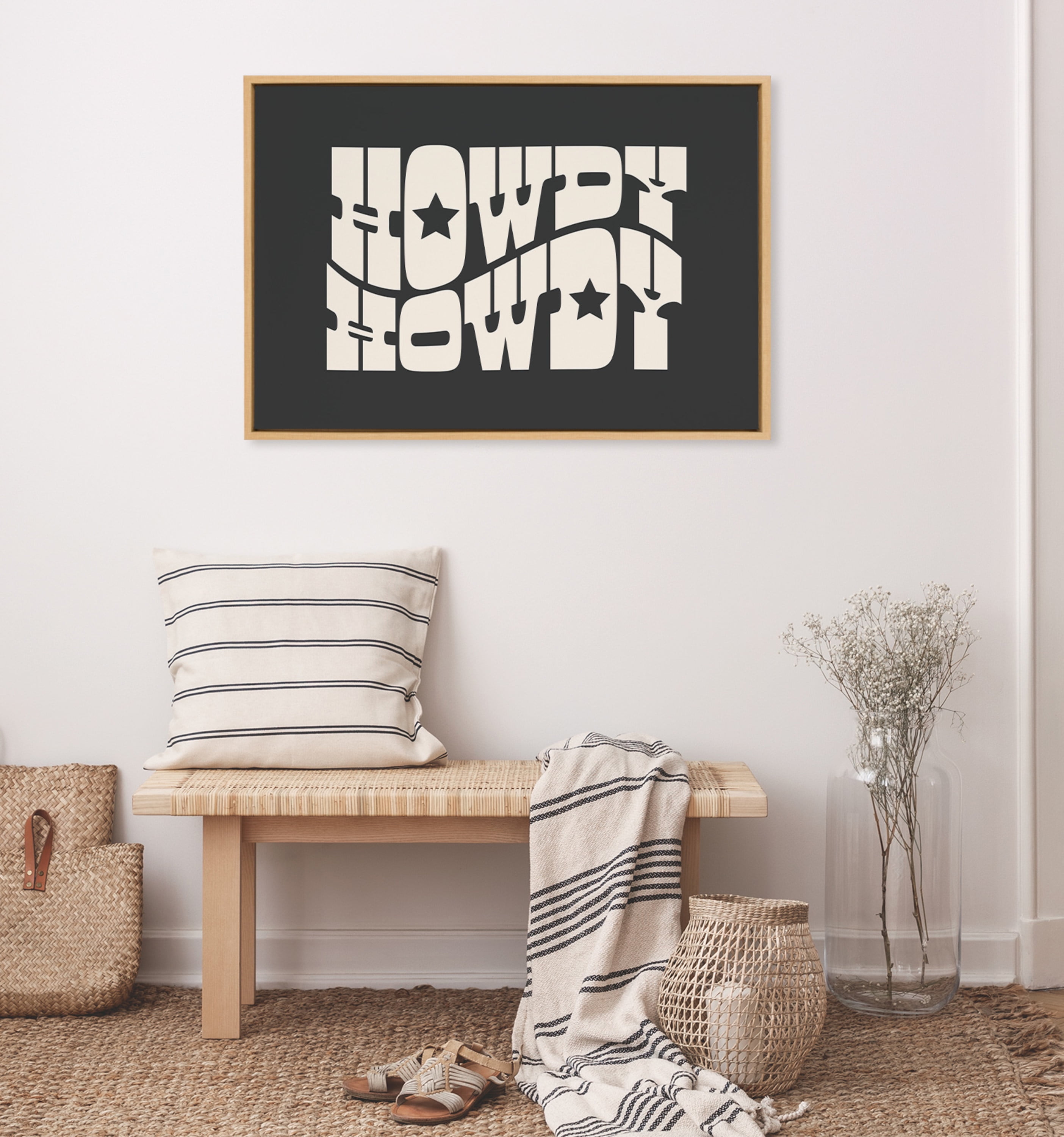 Natural Black Framed Howdy Star Landscape Canvas Print