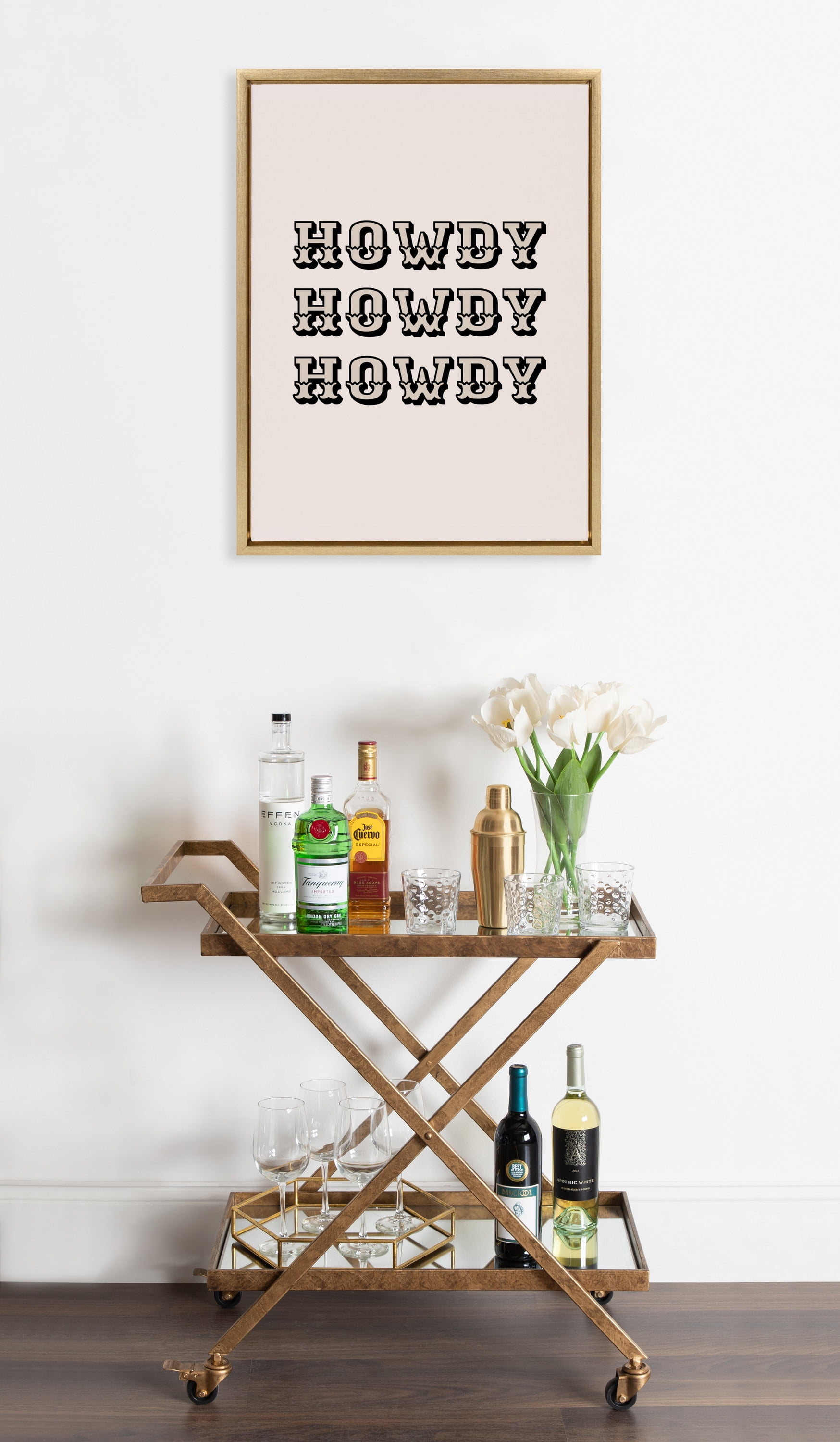 Bright Gold Framed Canvas with Western Howdy Quote, 18x24