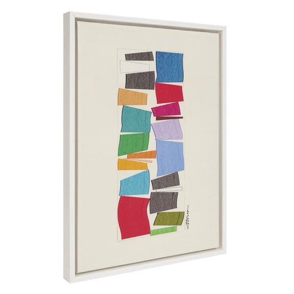 Kate and Laurel Sylvie I Am A Collector Framed Canvas Wall Art by Amber Vittoria, 18x24 White, Modern Abstract Colorful Geometric Art for Wall Decor