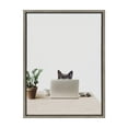 thumbnail image 1 of Kate and Laurel Sylvie I’m Cherise the Creative Cat Framed Canvas Wall Art by The Creative Bunch Studio, 18x24 Gray, Whitty Kitty Cat Office Art, 1 of 8