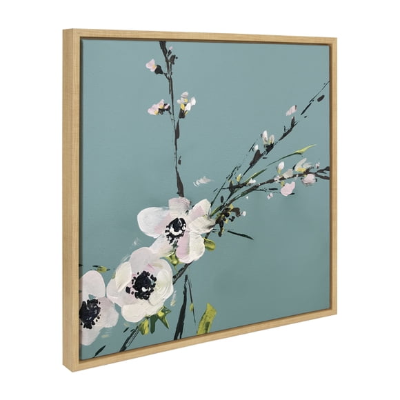 Kate and Laurel Sylvie It Could Have Gone Two Ways They Said Framed Canvas Wall Art by Emma Daisy, 22x22 Natural, Simple Floral Botanical Wall Décor