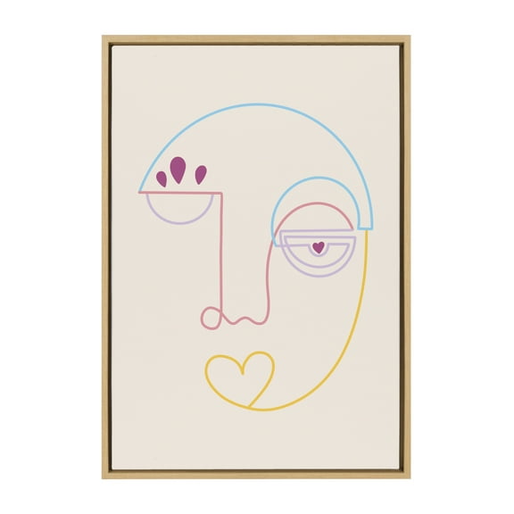 Kate and Laurel Sylvie Jahi Framed Canvas Wall Art by Shatha Al Dafai, 23x33 Natural, Decorative Minimalist Abstract Art for Wall