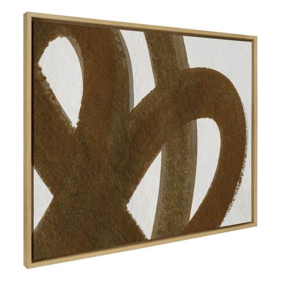 Kate and Laurel Sylvie Japandi 10 Brown Framed Canvas Wall Art by Rocket Jack, 31.5x41.5 Natural, Modern Abstract Art for Wall