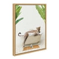 thumbnail image 1 of Kate and Laurel Sylvie Leopard in Bali Bath Framed Canvas Wall Art by Amy Peterson Art Studio, 18x24 Natural, Cute Animal Bathtub Art for Wall, 1 of 6