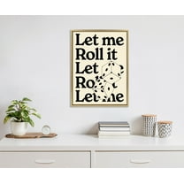 Kate and Laurel Sylvie Let Me Roll It Framed Canvas Wall Art by Alli Standefer, 18x24 Bright Gold, Modern Casino Dice Art for Wall