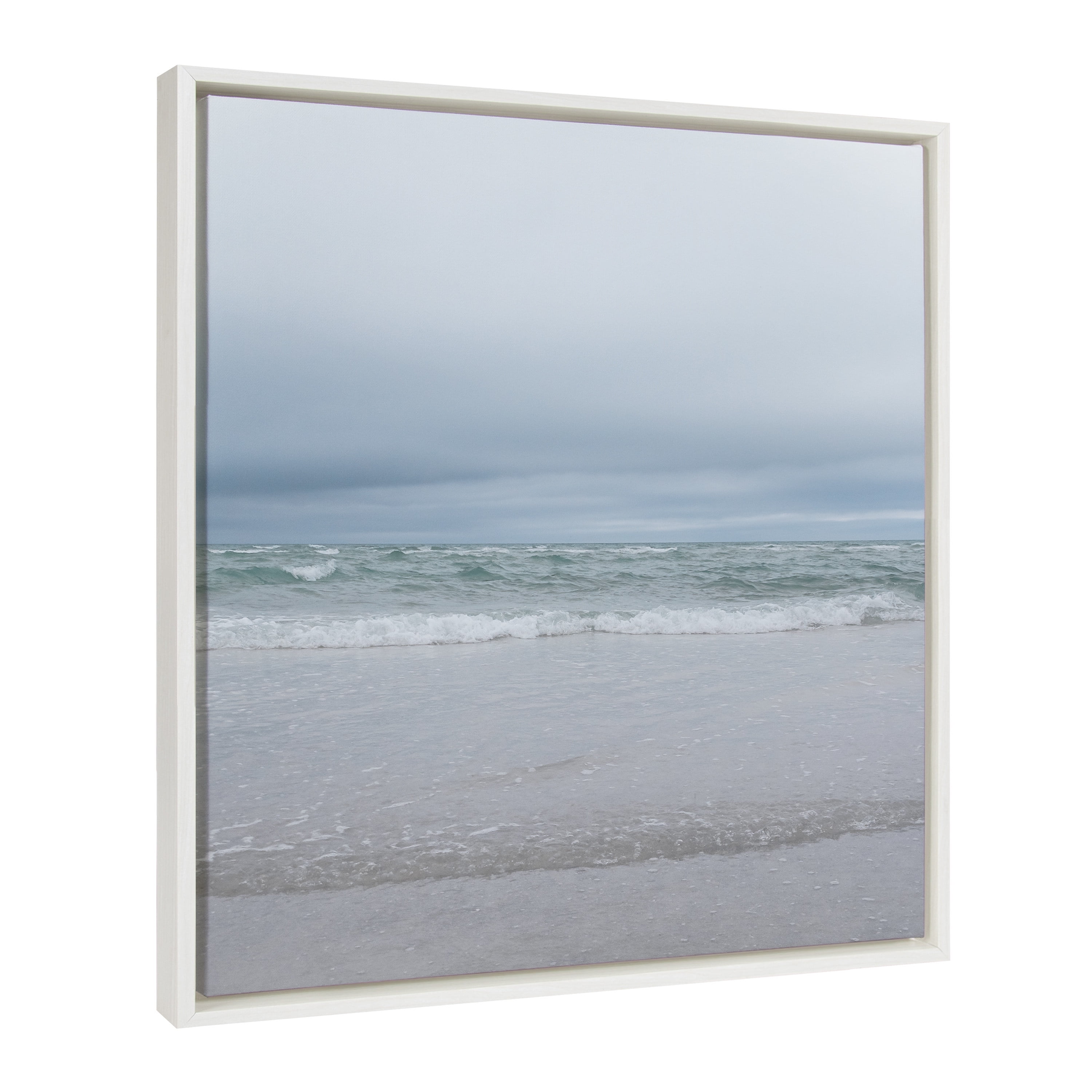 22" x 22" White Coastal Ocean Landscape Canvas Print