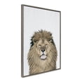 thumbnail image 1 of Kate and Laurel Sylvie Lion Color Framed Canvas Wall Art by Simon Te of Tai Prints, 28x38 Gray, Simple Neutral Animal Portrait Art Wall Décor, 1 of 6