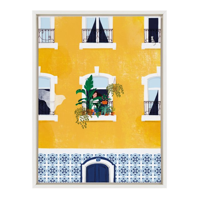 Kate and Laurel Sylvie Lisbon Framed Canvas Wall Art by Maja