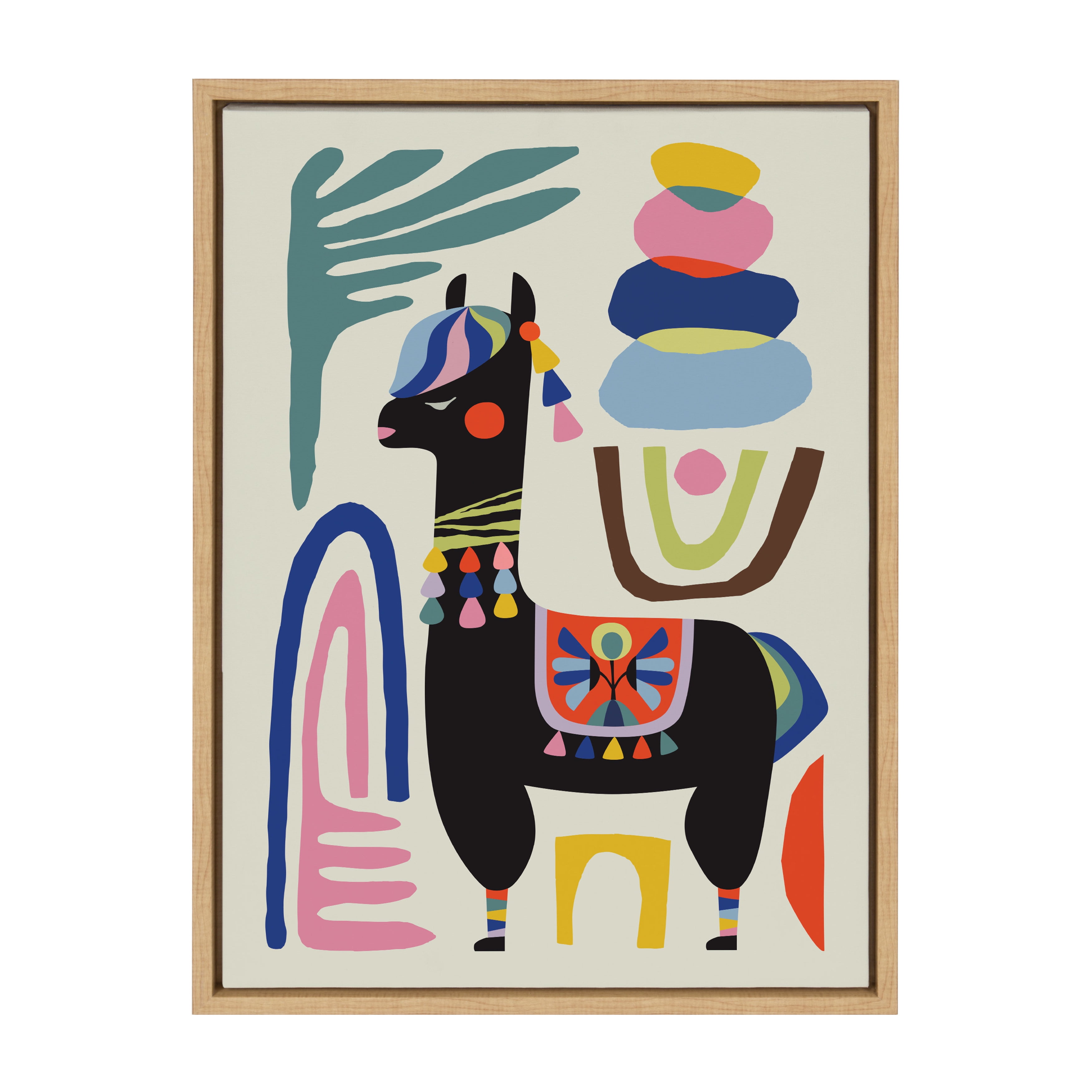 24" x 18" Colorful Abstract Llama Canvas Print for Kids