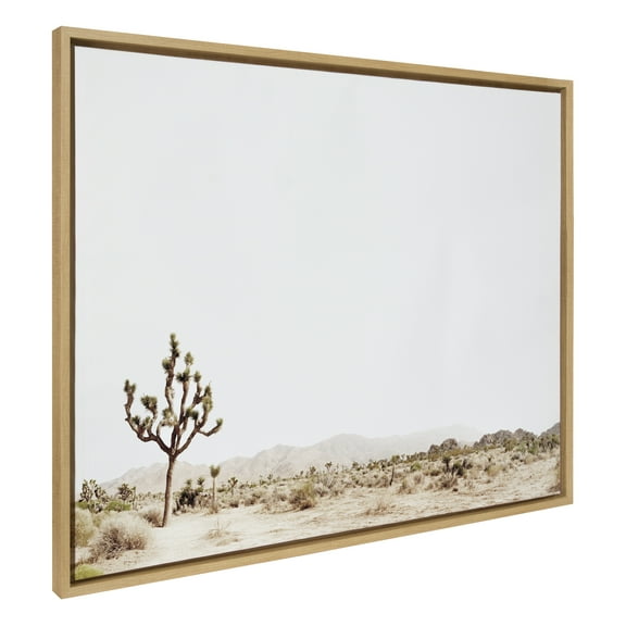 Kate and Laurel Sylvie Lone Joshua Tree Framed Canvas Wall Art by Amy Peterson Art Studio, 31.5x41.5 Natural, Decorative Nature Art Wall Décor