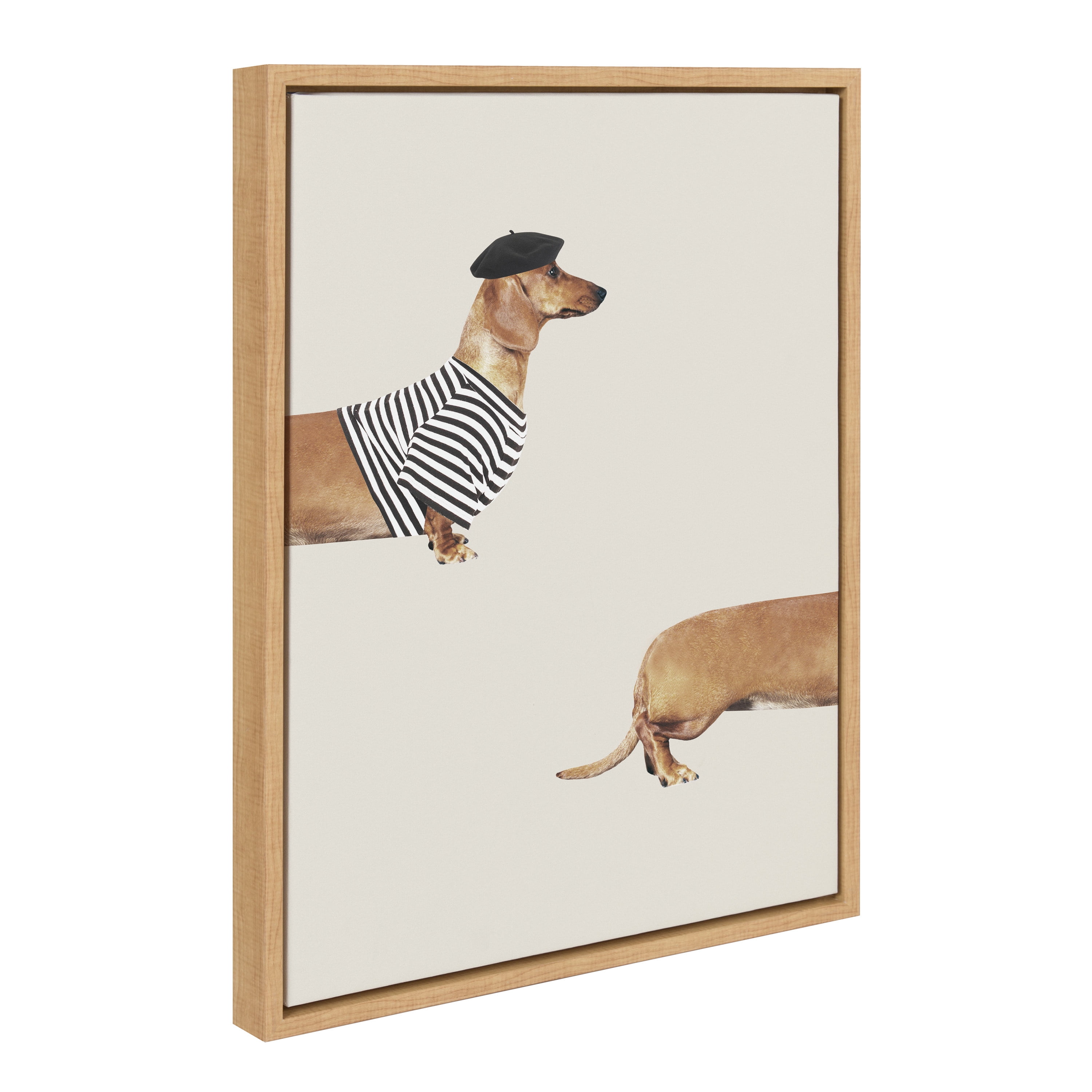 Abstract Weiner Dog Canvas Print with Natural Frame