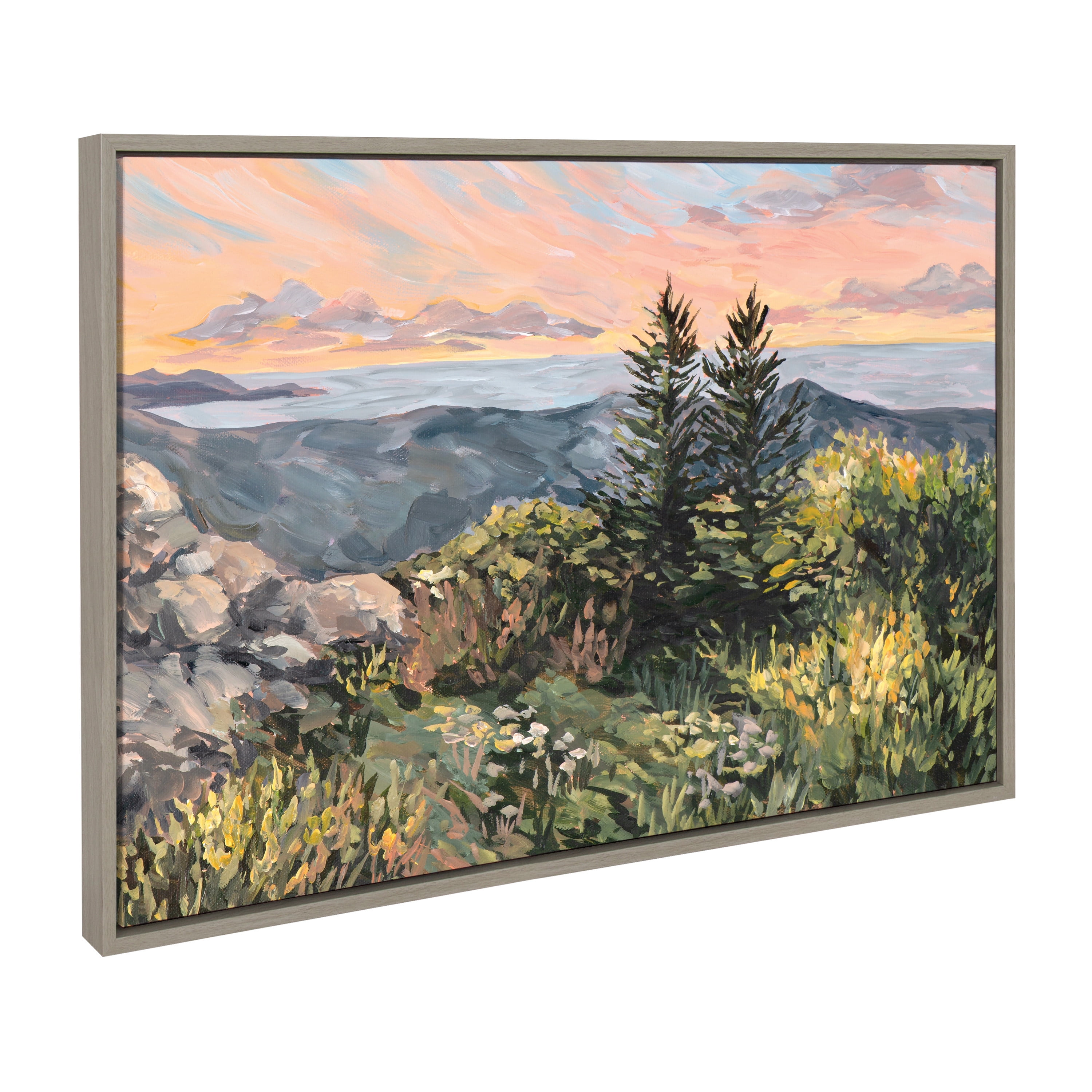 Maine Sunrise Landscape Framed Canvas Wall Art, 23x33 Gray