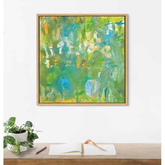 Kate and Laurel Sylvie Mango Framed Canvas Wall Art by Mentoring Positives, 22x22 Natural, Decorative Abstract Art for Wall