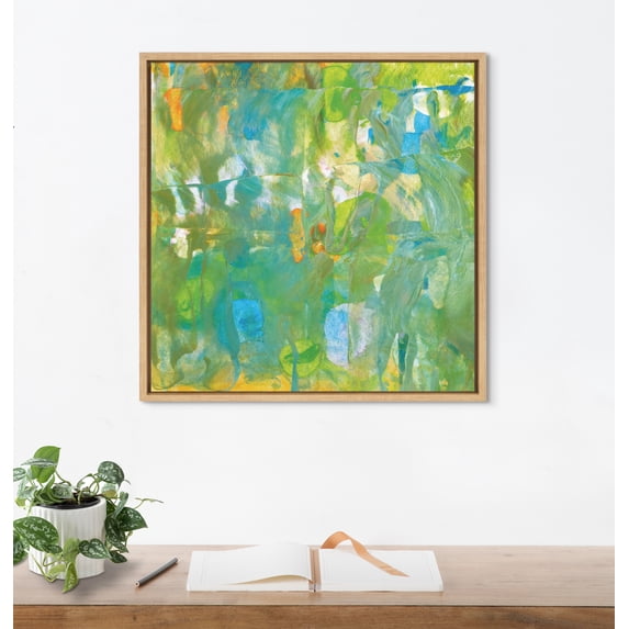Kate and Laurel Sylvie Mango Framed Canvas Wall Art by Mentoring Positives, 22x22 Natural, Decorative Abstract Art for Wall