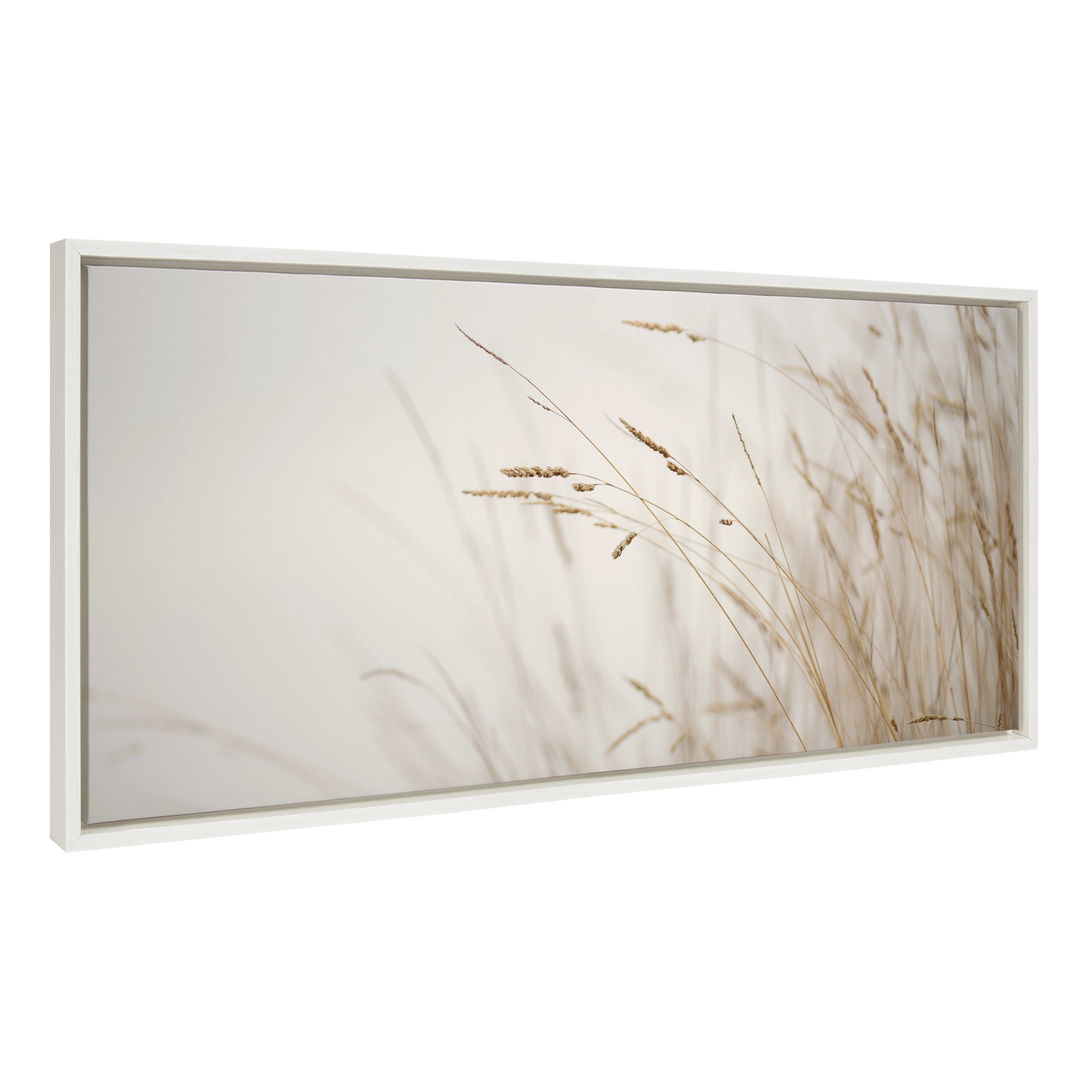 White and Beige Marsh Grass Landscape Canvas Print