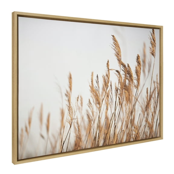 Kate and Laurel Sylvie Marsh Grass No 4 Framed Canvas Wall Art by Crystal Lynn Collins, 28x38 Natural, Rustic Natural Landscape Art for Wall