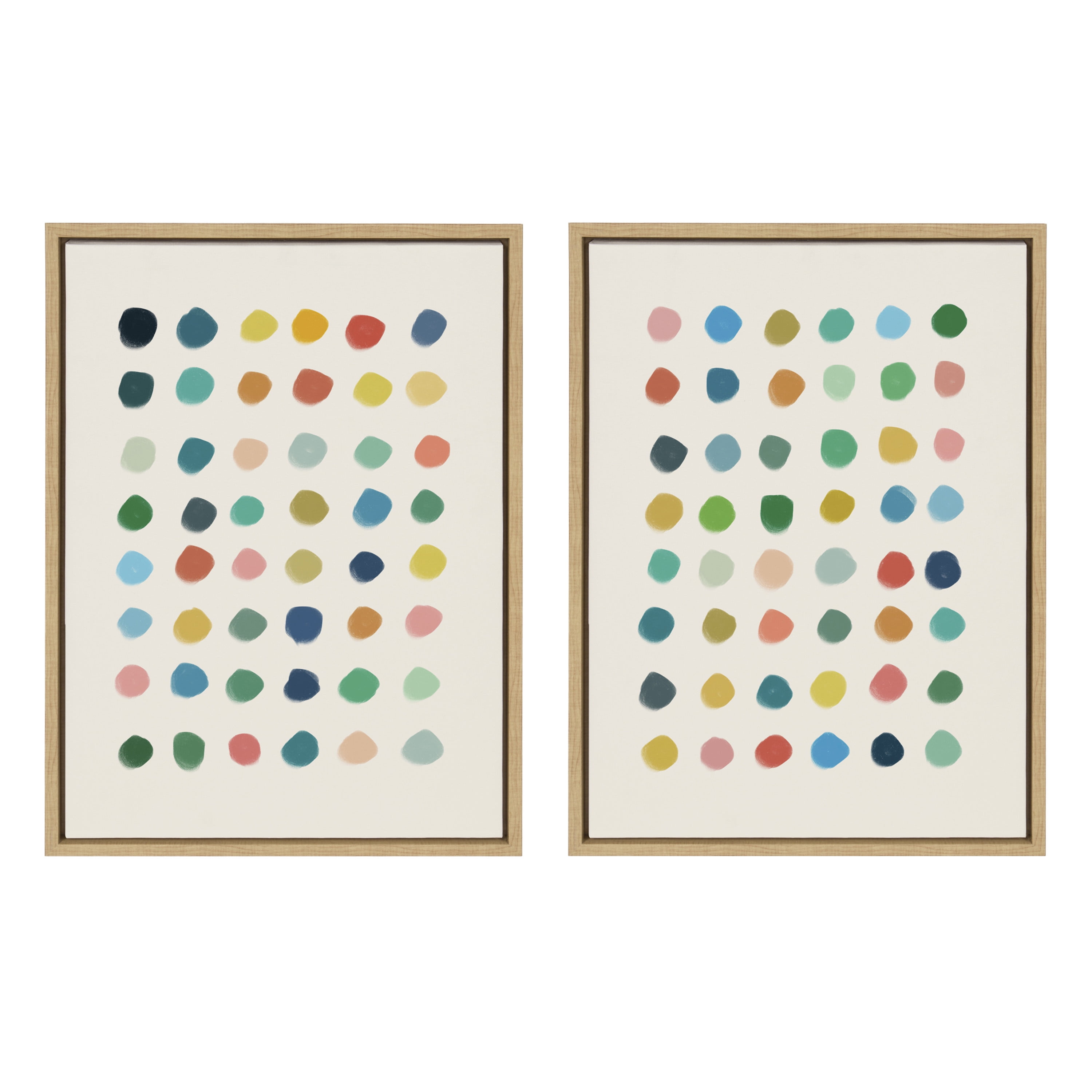 Colorful Abstract Polka Dot Framed Canvas Wall Art Set