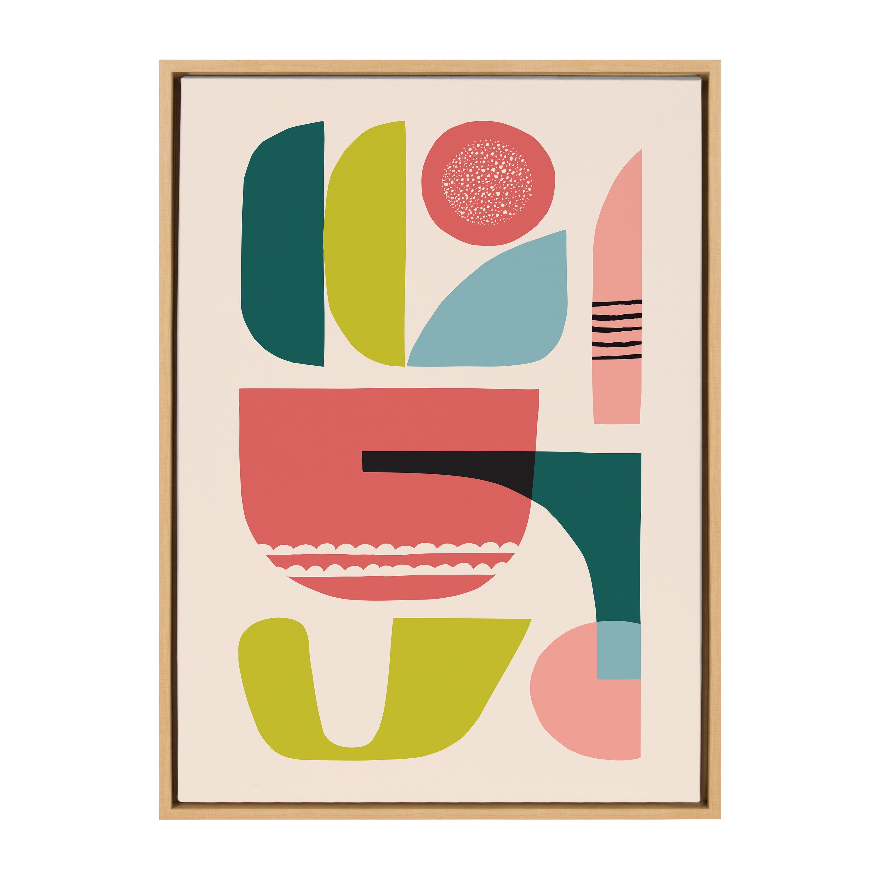 Rachel Lee Abstract Mid-Century Modern Canvas Print, 23x33, Natural Frame