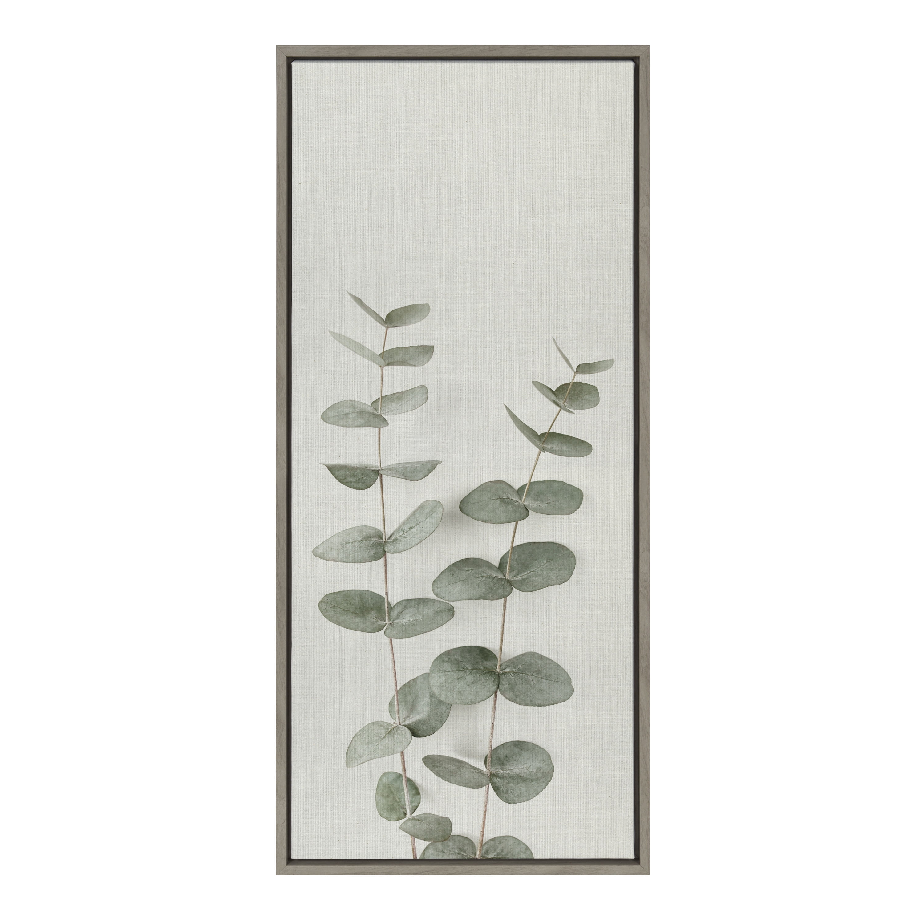 Gray and Green Eucalyptus Botanical Canvas Print, 18" x 40"